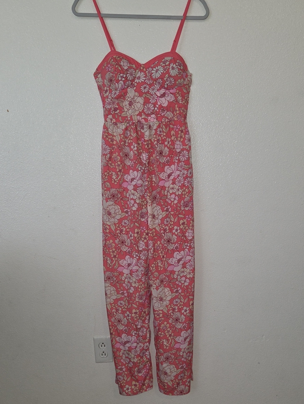 BOG Collection Floral Pink Strap Jumpsuit Women Sz. S
